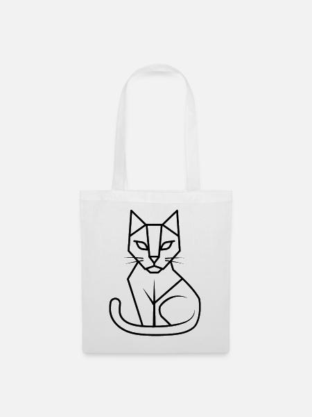 Katze geometrisch - Stoffbeutel - Weiß