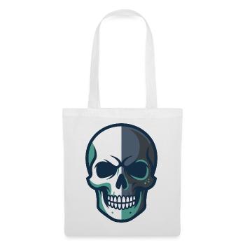 Stilisierte Totenkopfgrafik mit geteiltem Farbdesign - Stoffbeutel - Weiß - Vorne