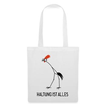Haltung ist alles – Lustiger Hahn - Stoffbeutel - Weiß - Vorne