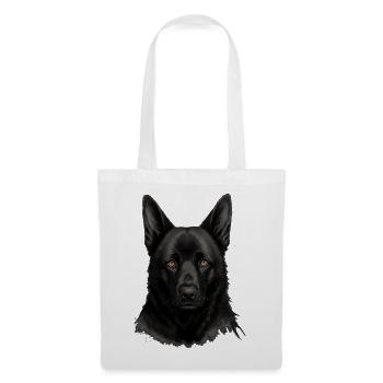 Schwarzer Schäferhund Kopfporträt - Stoffbeutel - Weiß - Vorne