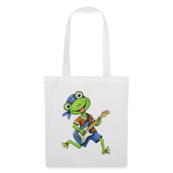 Frosch mit Gitarre  Musikfrosch - Stoffbeutel - Weiß - Vorne