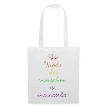DIE WÜRDE DES MENSCHEN IST UNANTASTBAR REGENBOGEN - Stoffbeutel - Weiß - Vorne
