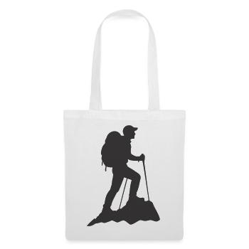 Bergsteiger Silhouette mit Rucksack - Stoffbeutel - Weiß - Vorne