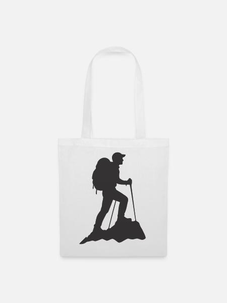 Bergsteiger Silhouette mit Rucksack - Stoffbeutel - Weiß