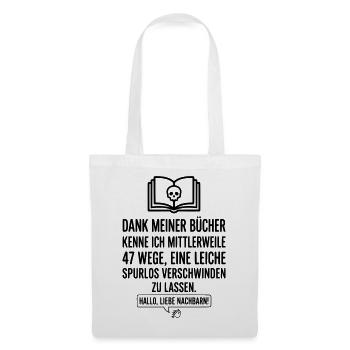 Krimi & Bücherwurm Thriller Hallo Nachbar - Stoffbeutel - Weiß - Vorne
