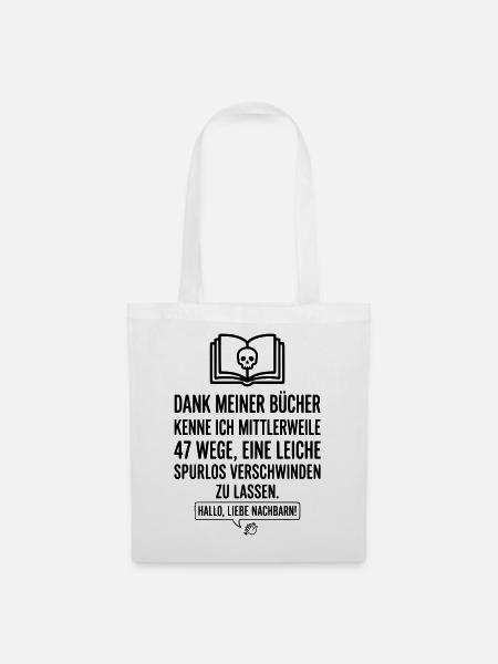Krimi & Bücherwurm Thriller Hallo Nachbar - Stoffbeutel - Weiß