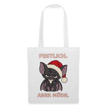 Weihnachtsfledermaus mit Espresso – Festlich aber  - Stoffbeutel - Weiß - Vorne