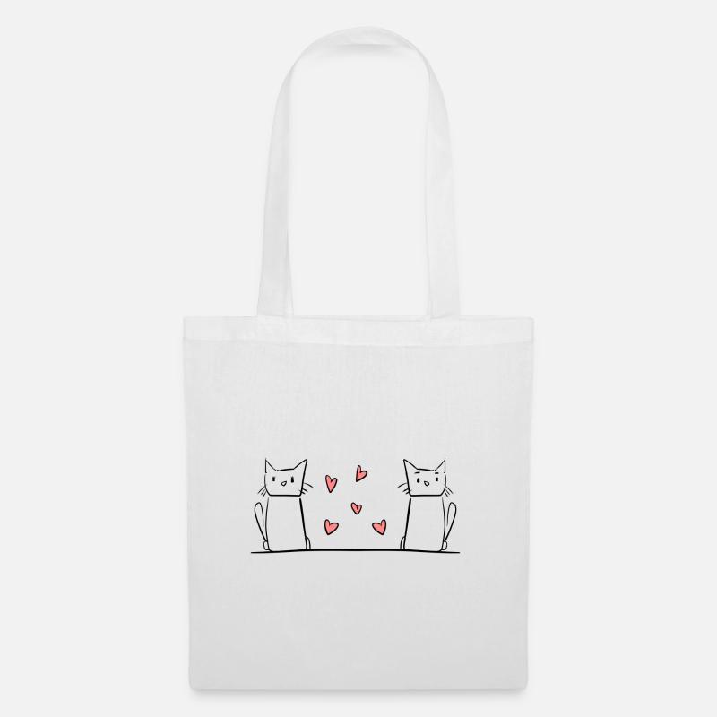 zwei Katzen Tiere Tier süß herzen freunde - Stoffbeutel - Weiß