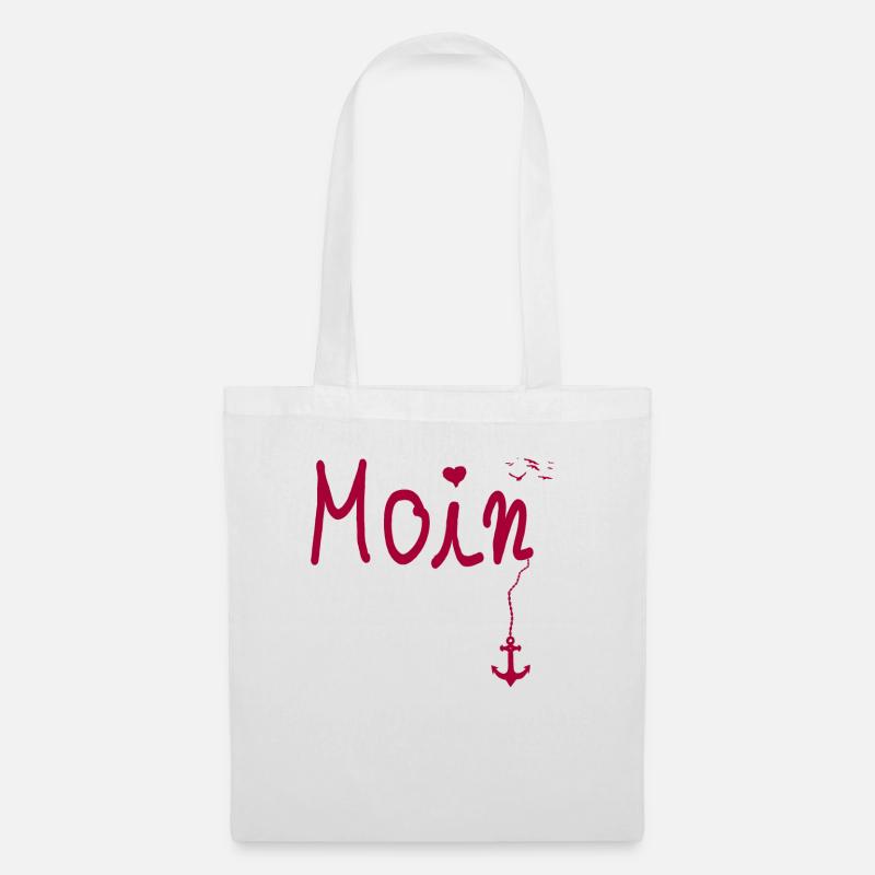 Moin Begrüßung Moin mit Möwe in Pink - Stoffbeutel - Weiß