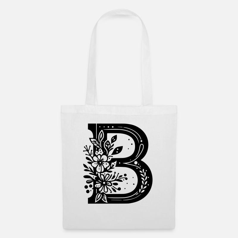 Buchstabe B Floral - Stoffbeutel - Weiß