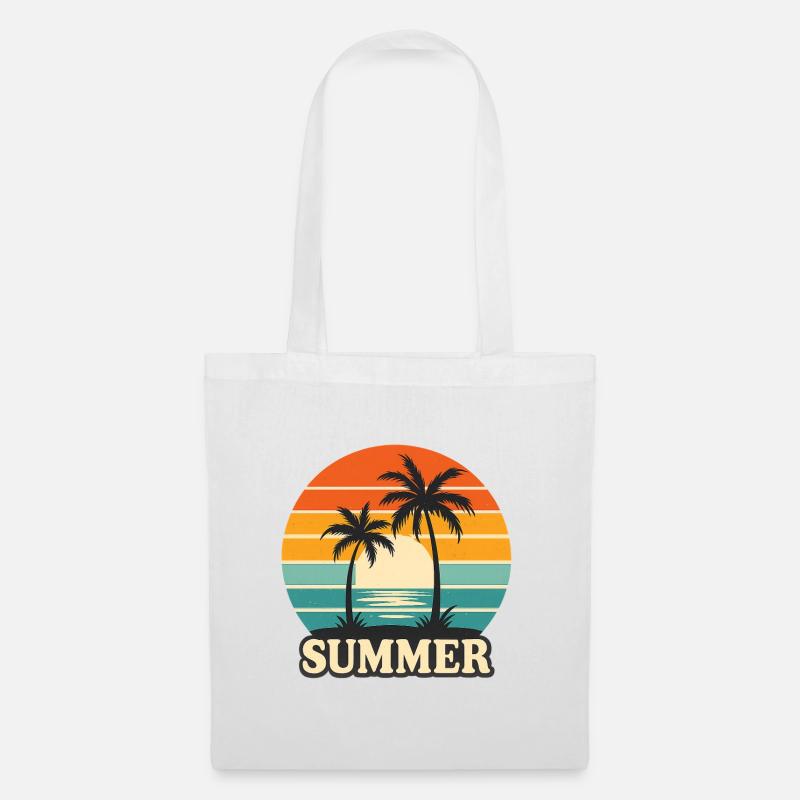 Tropic Vibes – Retro Summer Sunset - Stoffbeutel - Weiß