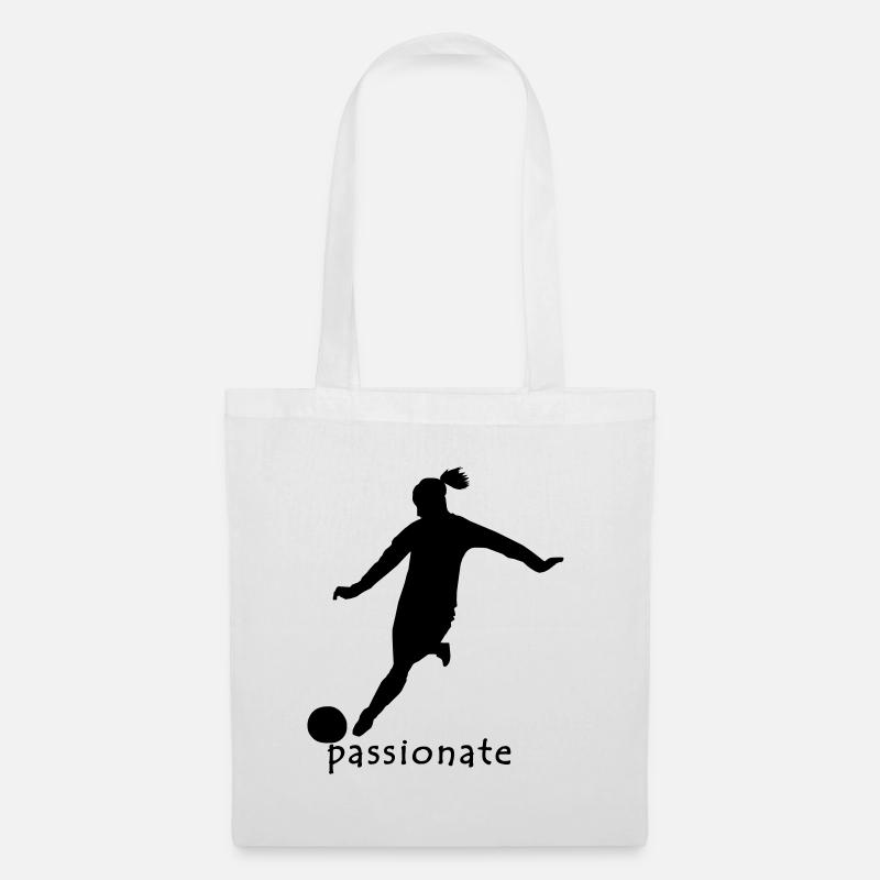 Frauen Fußball Grafik mit Text: Passionate - Stoffbeutel - Weiß