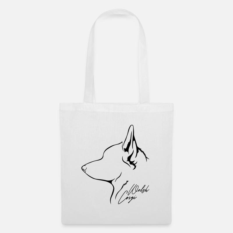 WELSH CORGI Profil Hunde Hund Wilsigns - Stoffbeutel - Weiß