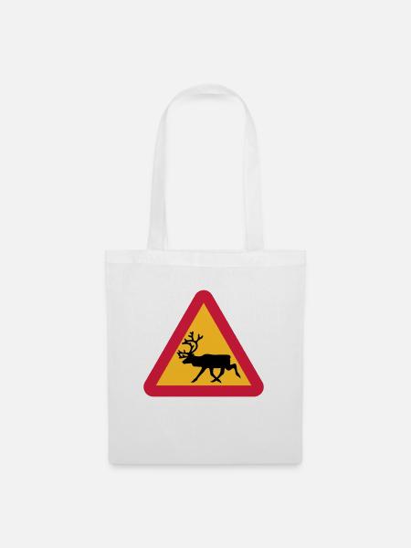 Reindeer warning sign - Tote Bag - white
