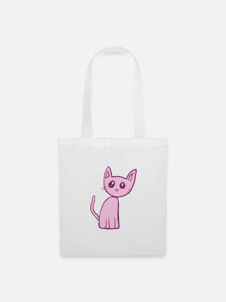 Katze pink Tier Haustier süß - Stoffbeutel - Weiß