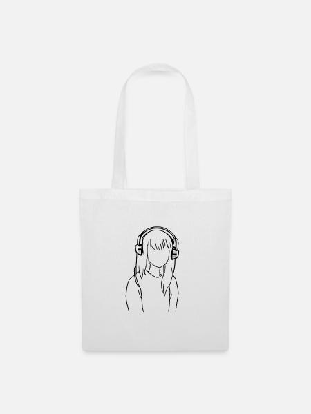 Mädchen cartoon Manga Kopfhörer - Stoffbeutel - Weiß