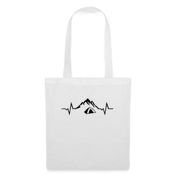 Hiking & Camping Heartbeat - Mountain & Tent ECG - Tote Bag - white - Front
