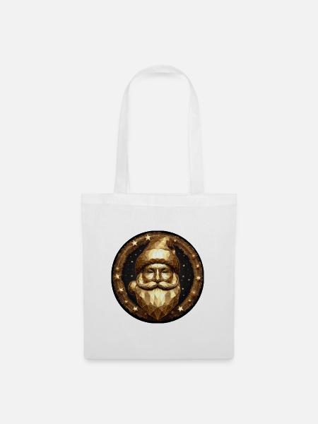 Weihnachtsmann Gold Kopf - Stoffbeutel - Weiß