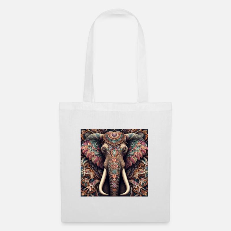Geschmückter Elefant - Stoffbeutel - Weiß