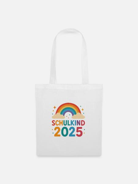 Rainbow Schulkind 2025 Motiv - Stoffbeutel - Weiß
