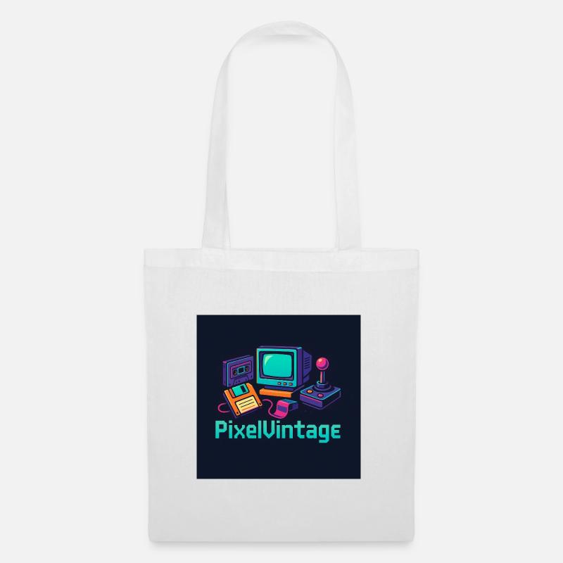 Retro-Computer und Pixel-Konsole - Stoffbeutel - Weiß