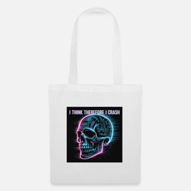 Cyberpunk Neon Totenschädel - Stoffbeutel - Weiß