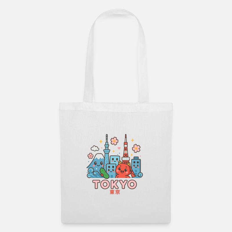 Kawaii Tokyo Skyline - Stoffbeutel - Weiß