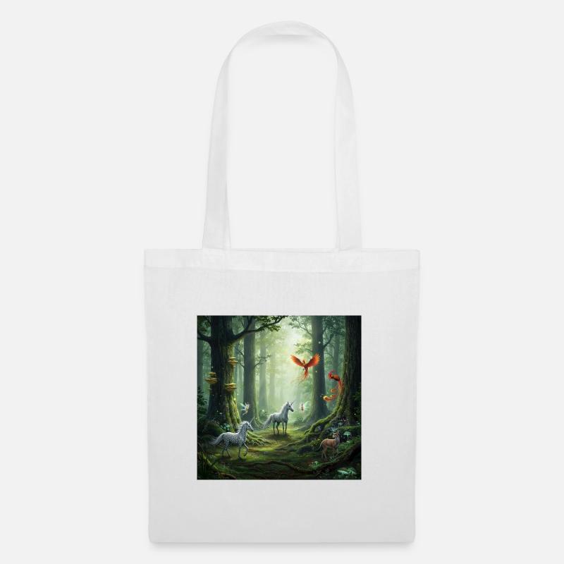 Fairytale Forest Unicorn Phoenix Scene - Tote Bag - white