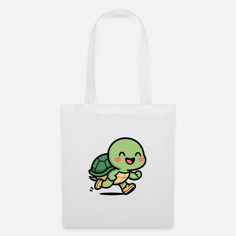 Schildkröten-Läufer-Lächeln - Stoffbeutel - Weiß