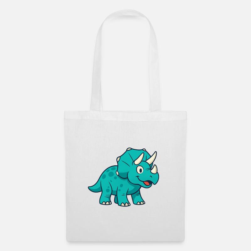 Fröhlicher Dino Triceratops - Stoffbeutel - Weiß