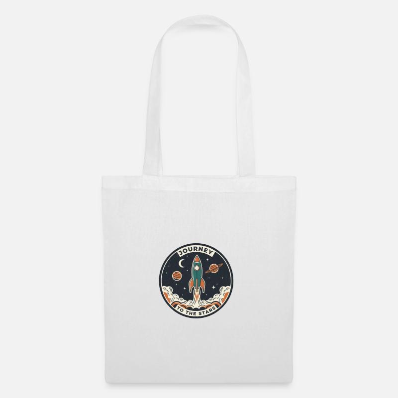Rocket Journey to the Starry Sky Patch - Tote Bag - white