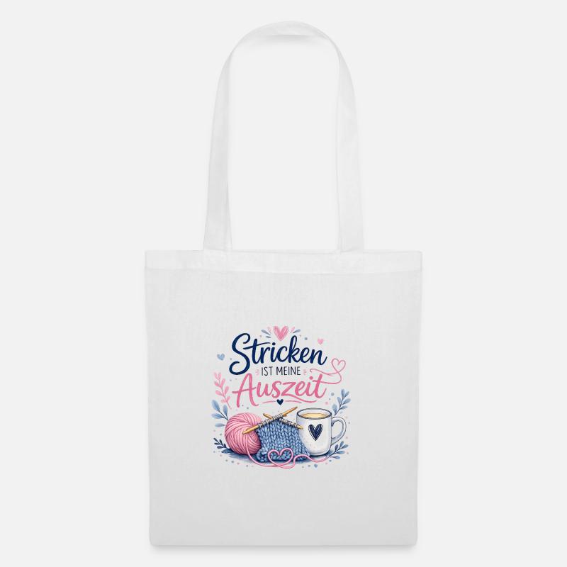 Stricken ist meine Auszeit - Stoffbeutel - Weiß