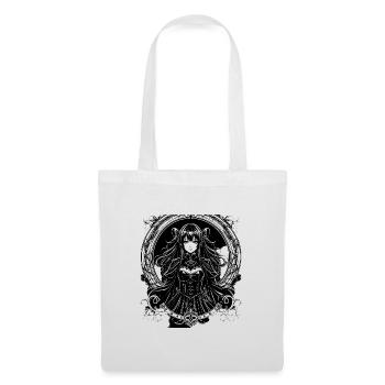 Gothic Anime Lady im Ornamentrahmen - Stoffbeutel - Weiß - Vorne