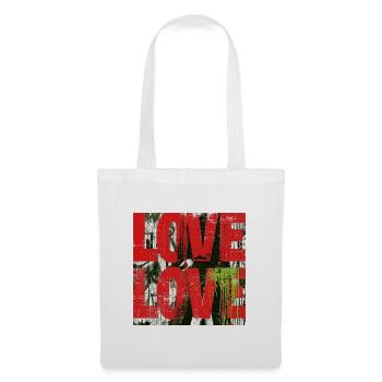 Grunge-Love Typo Druckkunst - Stoffbeutel - Weiß - Vorne