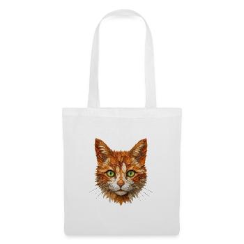 Katze aus Herbstlaub - Stoffbeutel - Weiß - Vorne
