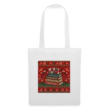 Merry Bookmas - Stoffbeutel - Weiß - Vorne