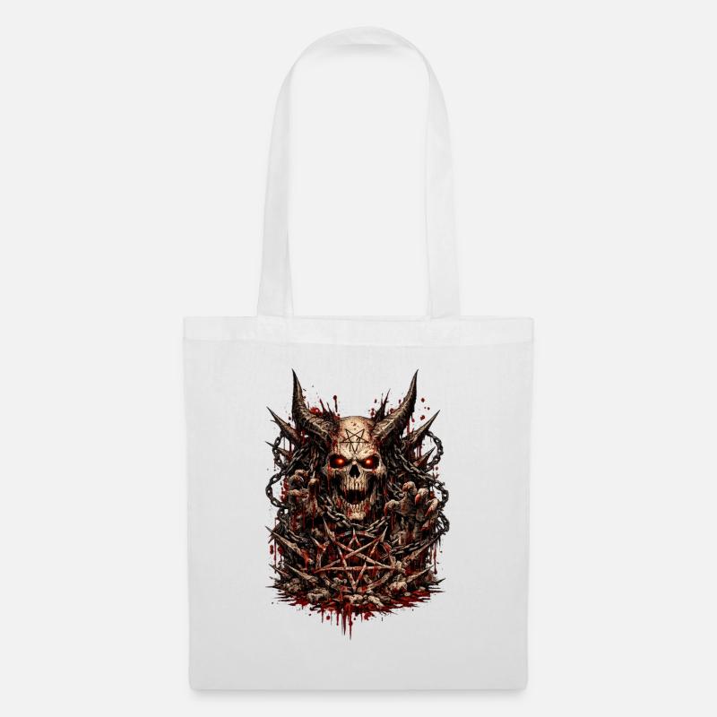 Demonic skull with pentagram - Tote Bag - white