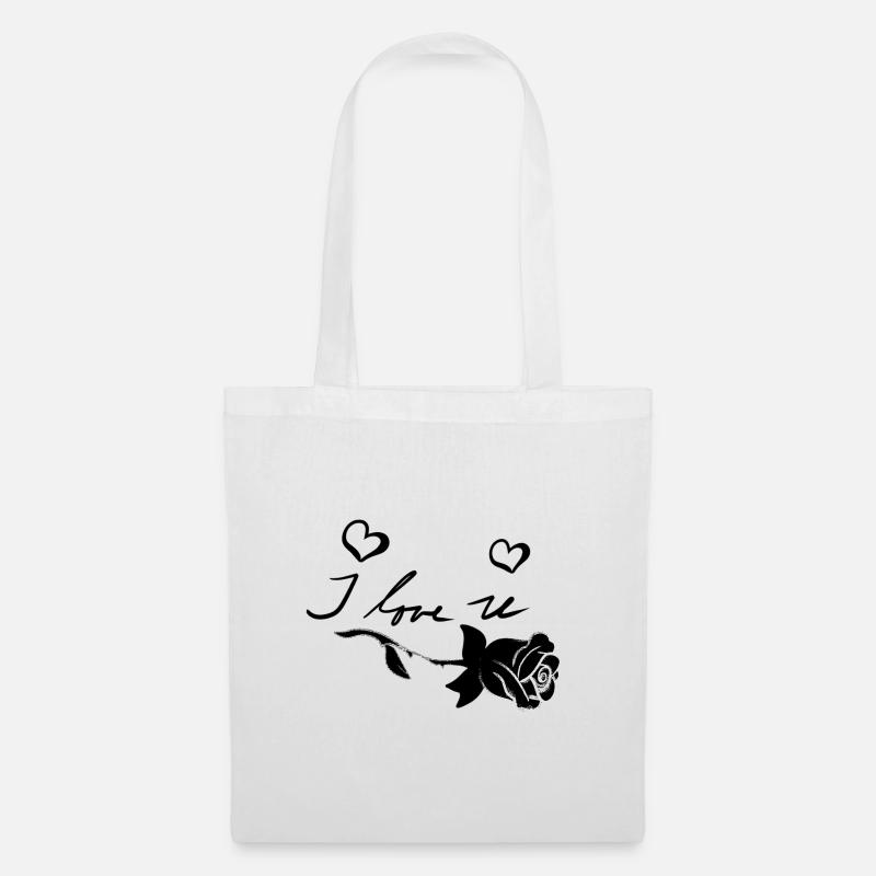 ich liebe dich rose blume - Stoffbeutel - Weiß