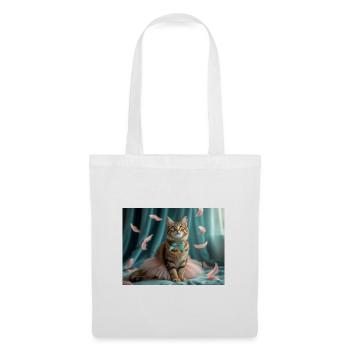 Pastellblaue Tutu-Katze - Stoffbeutel - Weiß - Vorne