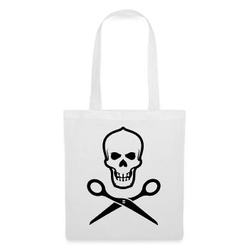Totenkopf mit Schere - Stoffbeutel - Weiß - Vorne
