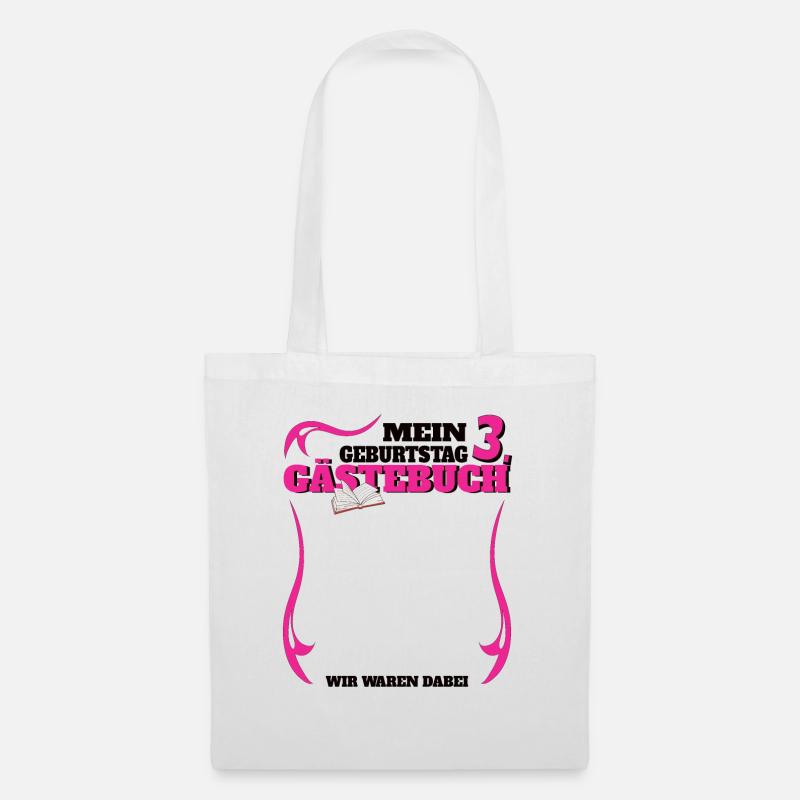 3. Geburtstag Mädchen & Junge Gästebuch - Stoffbeutel - Weiß