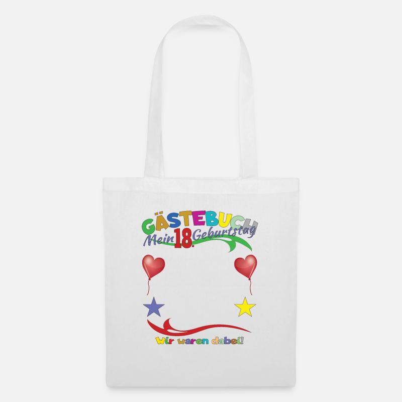 18. Geburtstag Mädchen & Junge Gästebuch - Stoffbeutel - Weiß