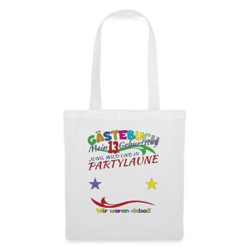 Livre d’or 13e anniversaire fille et garçon - Sac en tissu - blanc - Devant