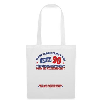 Livre d’or homme et femme 90e anniversaire - Sac en tissu - blanc - Devant