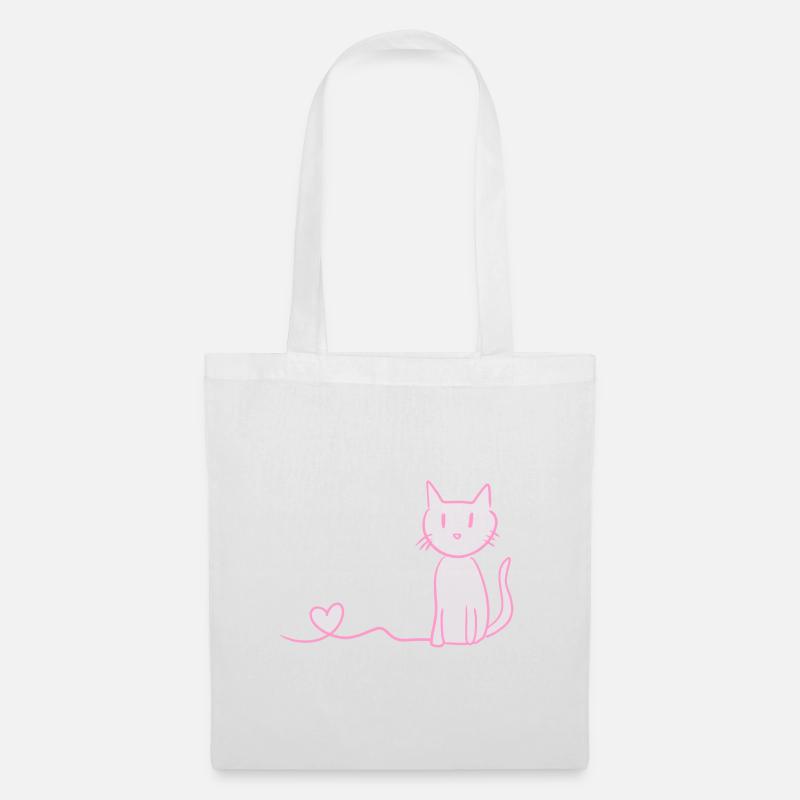 rosa Katze liebe haustier symbol herz - Stoffbeutel - Weiß