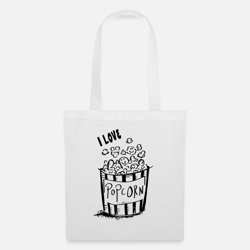 Ich liebe Popcorn - I love Popcorn - Stoffbeutel - Weiß