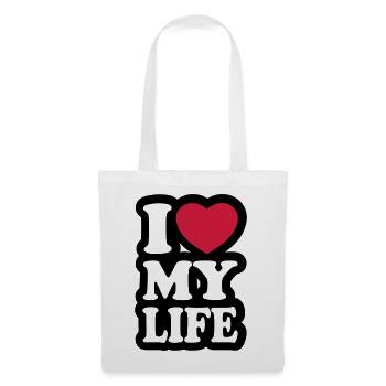 I love my life - J'aime ma vie - Sac en tissu - blanc - Devant