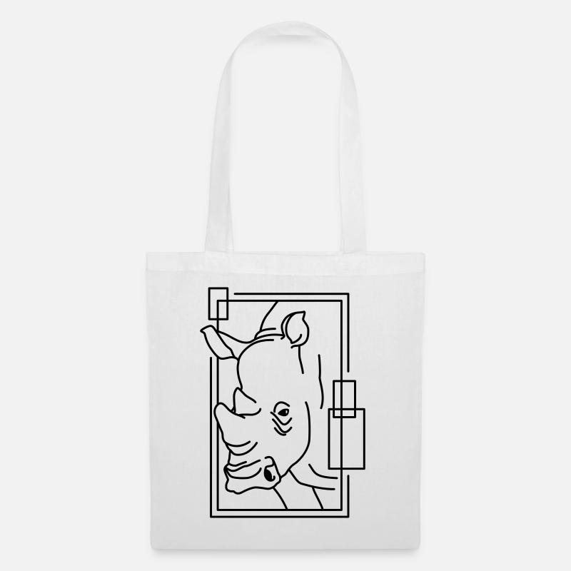 Rhinocéros en conception géométrique - Sac en tissu - blanc