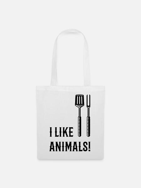 I Like Animals! (Grillbesteck / Black) - Stoffbeutel - Weiß