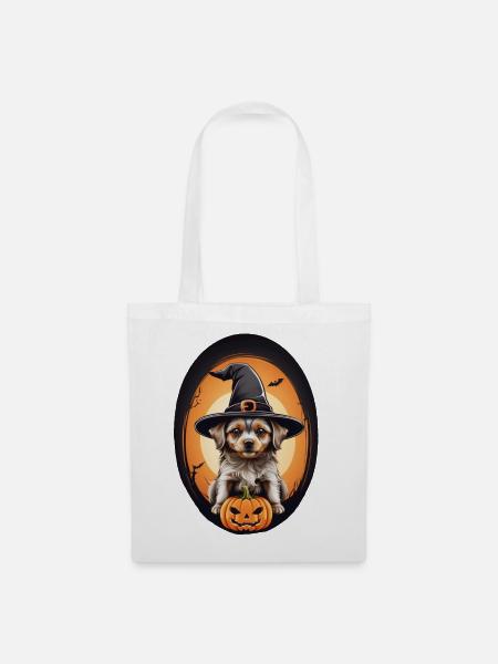 Halloween Hund - Stoffbeutel - Weiß